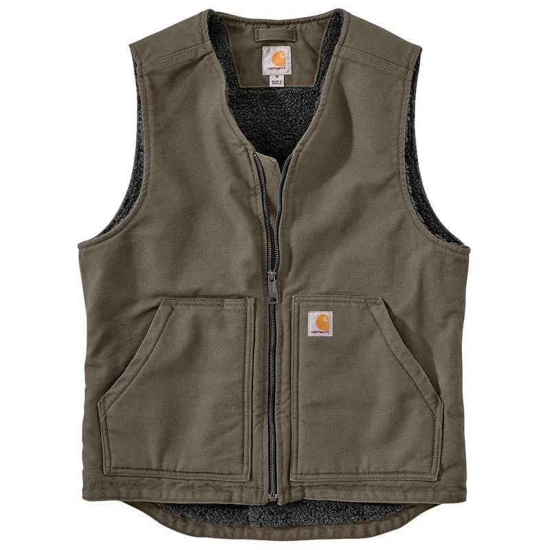 104394 Relaxed Fit Washed Duck Sherpa-Lined Vest