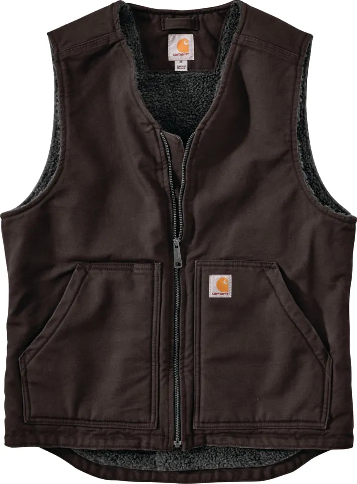 104394 Relaxed Fit Washed Duck Sherpa-Lined Vest