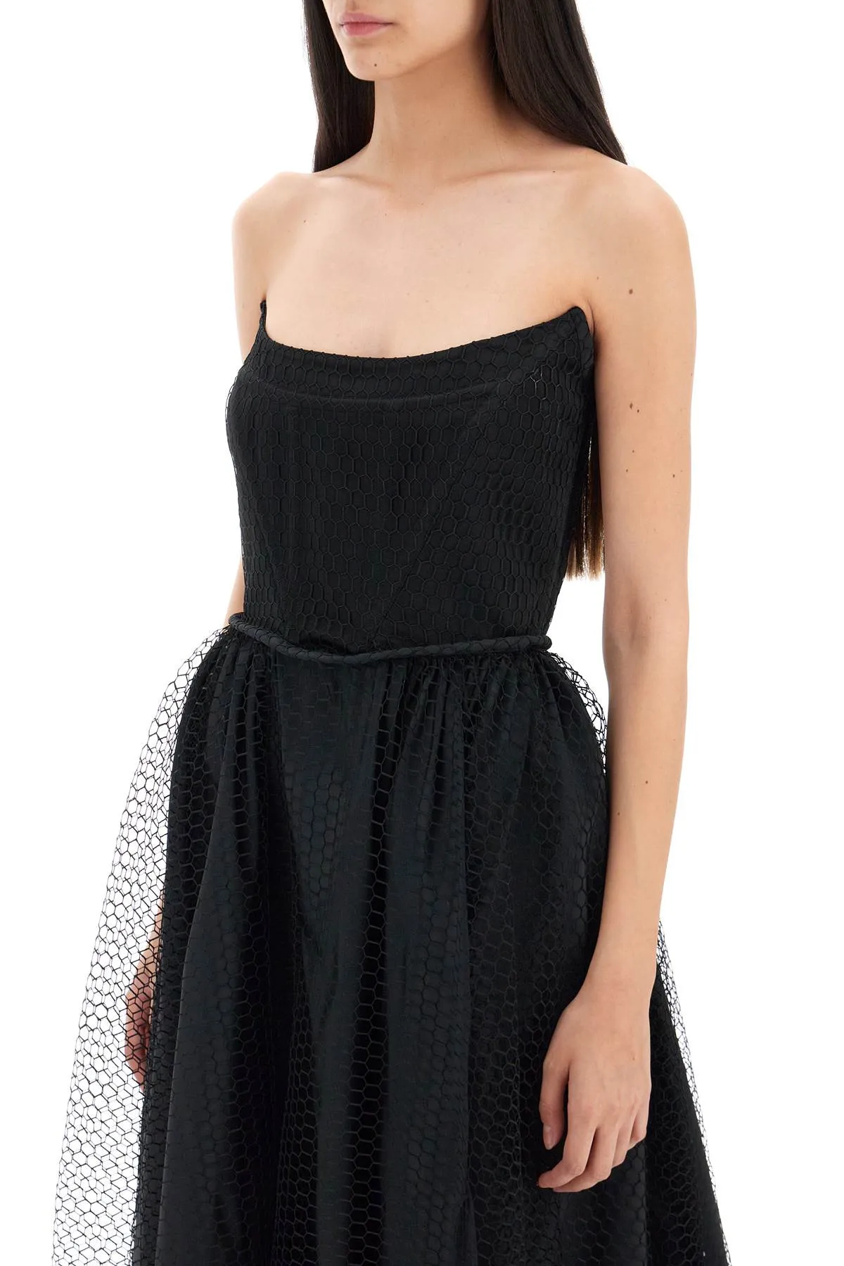 1913 dresscode midi mesh bustier dress