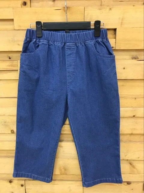 9XL 8XL 7XL Capris Jeans Stretch Denim High Waist