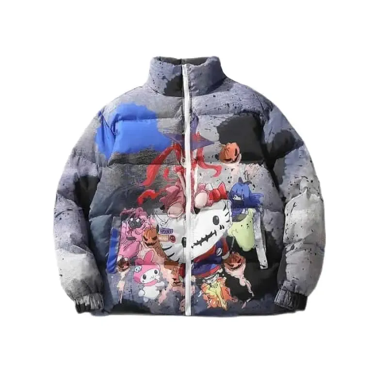 Aesthetic Long Sleeve Cartoon Print Bomber Jacket