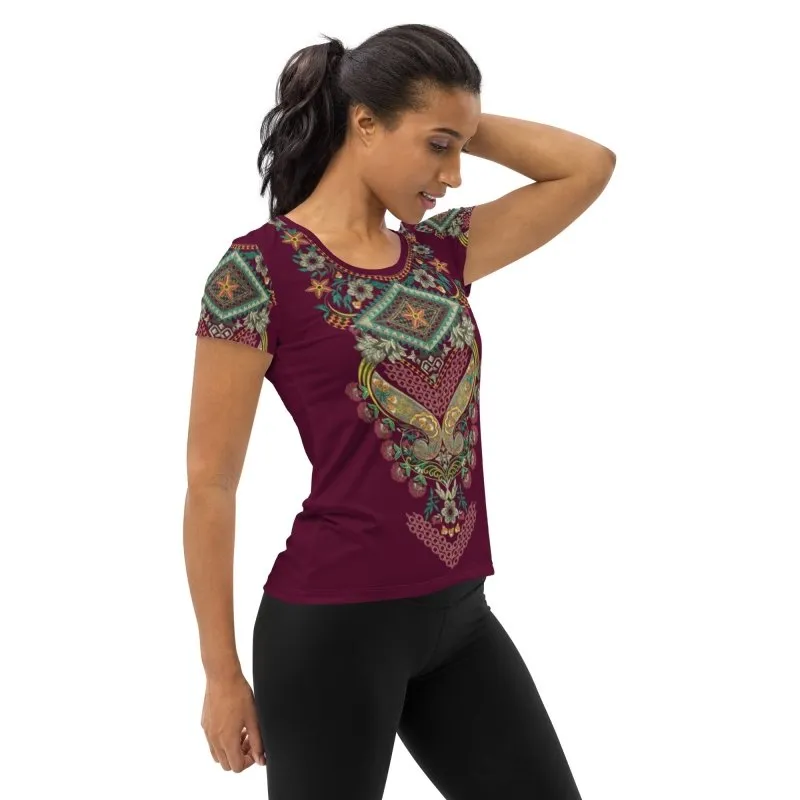 All-Over Print Women's Athletic T-shirt - Indian ornament