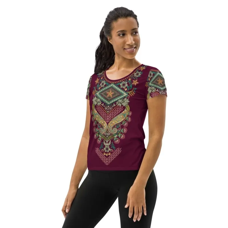 All-Over Print Women's Athletic T-shirt - Indian ornament