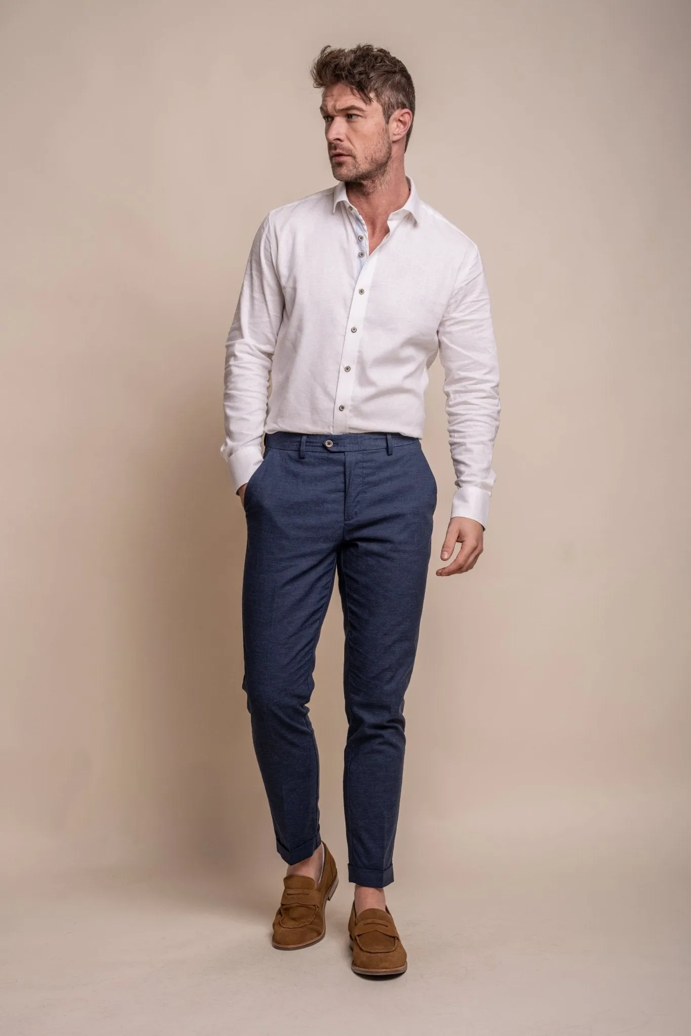 Alvari Navy Linen Trousers