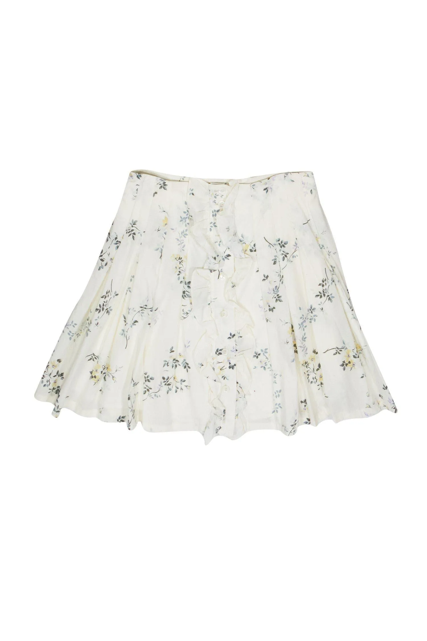 A.P.C. - Cream Floral Print Flared Skirt Sz 6