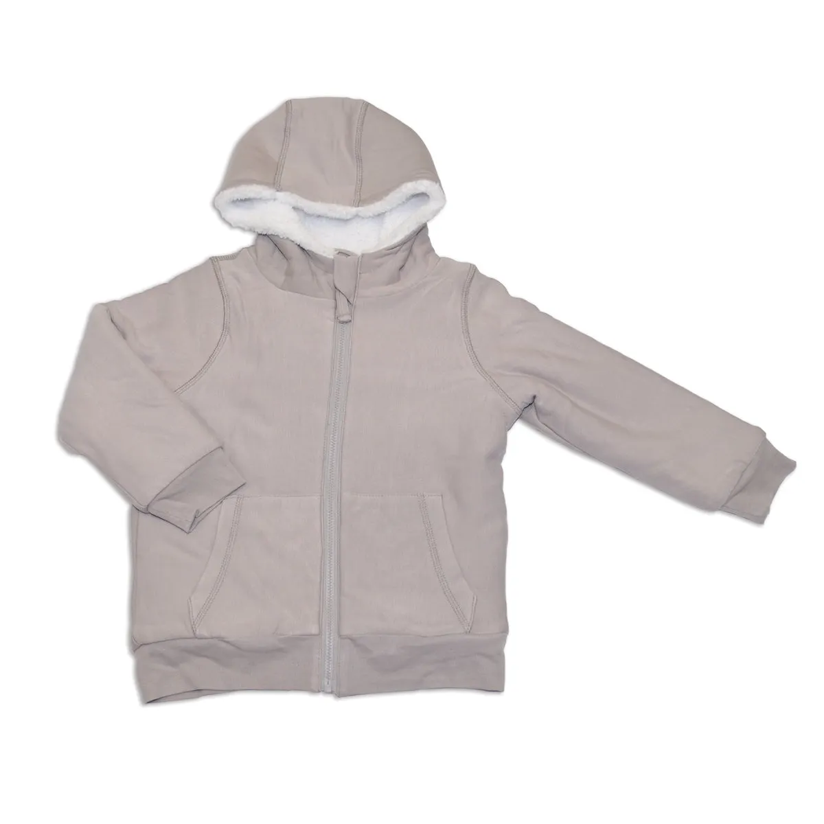 Bamboo Fleece Zip Hoodie w/Sherpa Lining (Drizzle/Feather)