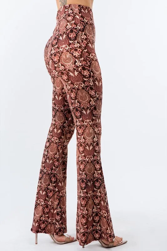 Baroque Burgundy Flared Long Pants