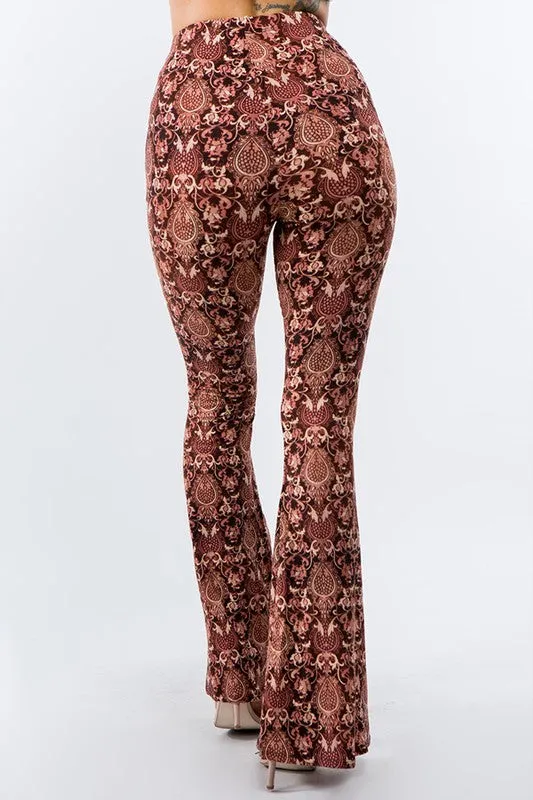 Baroque Burgundy Flared Long Pants