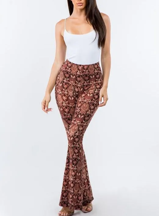 Baroque Burgundy Flared Long Pants