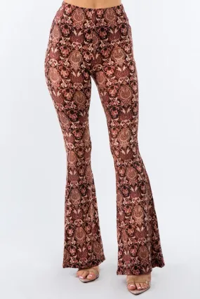 Baroque Burgundy Flared Long Pants