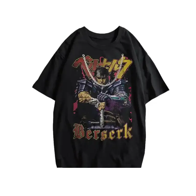 Berserk Retro Anime Necklace Round Neck T Shirt