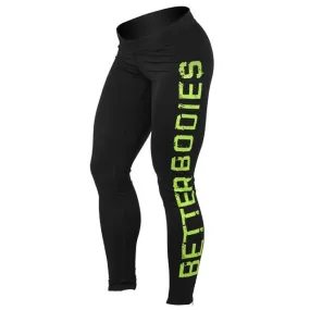 Better Bodies Logo Tights - Black-Lime