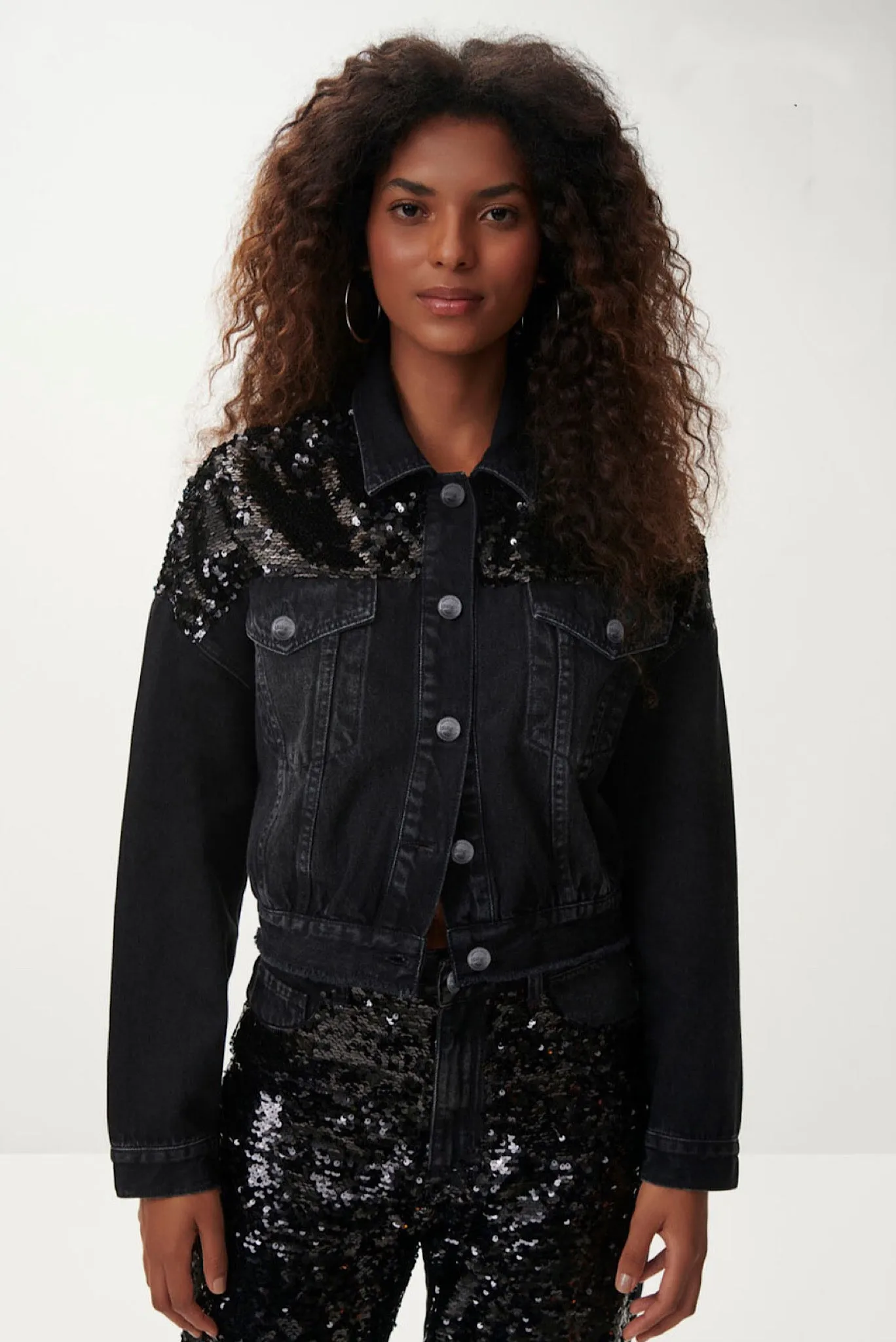 Black Sequined Jean Jacket