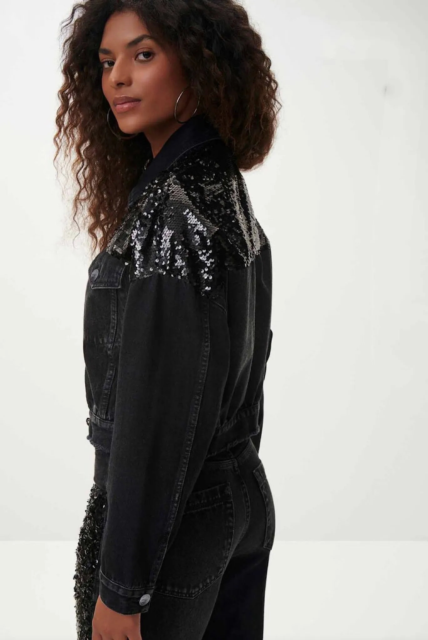 Black Sequined Jean Jacket