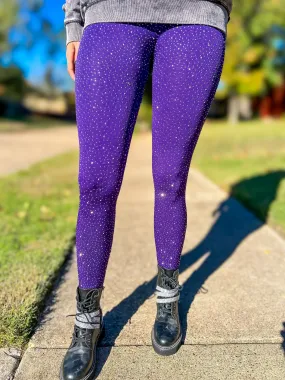 Bling Front and Back Leggings PLUS/QUEEN  - Purple