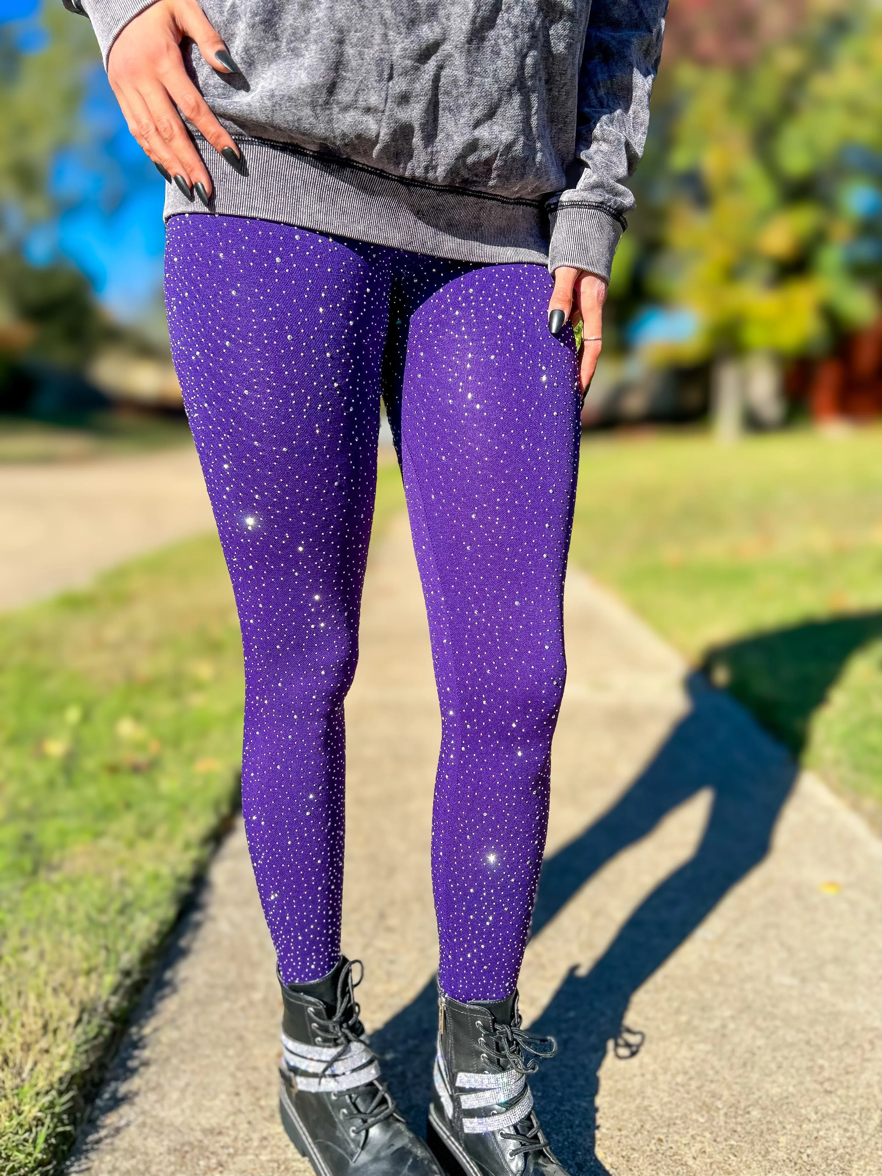 Bling Front and Back Leggings PLUS/QUEEN  - Purple