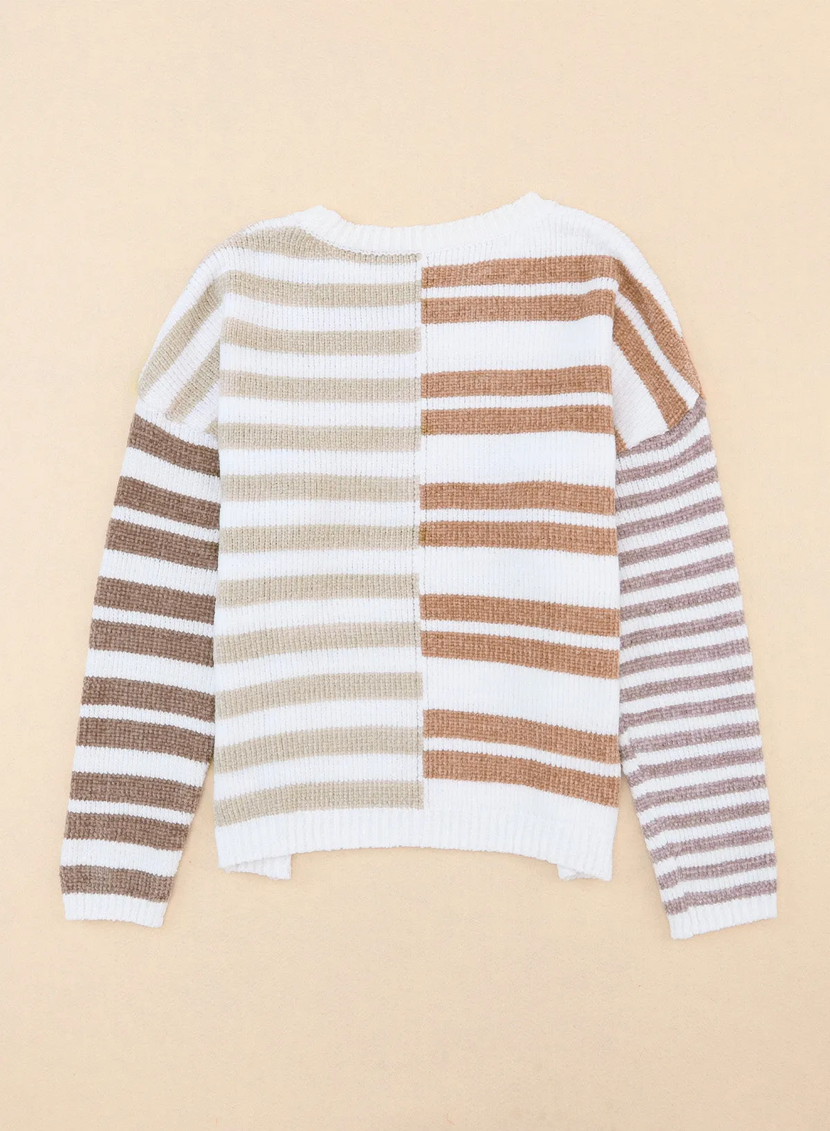 Blocked Drop Shoulder Stripe Slouchy Sweater