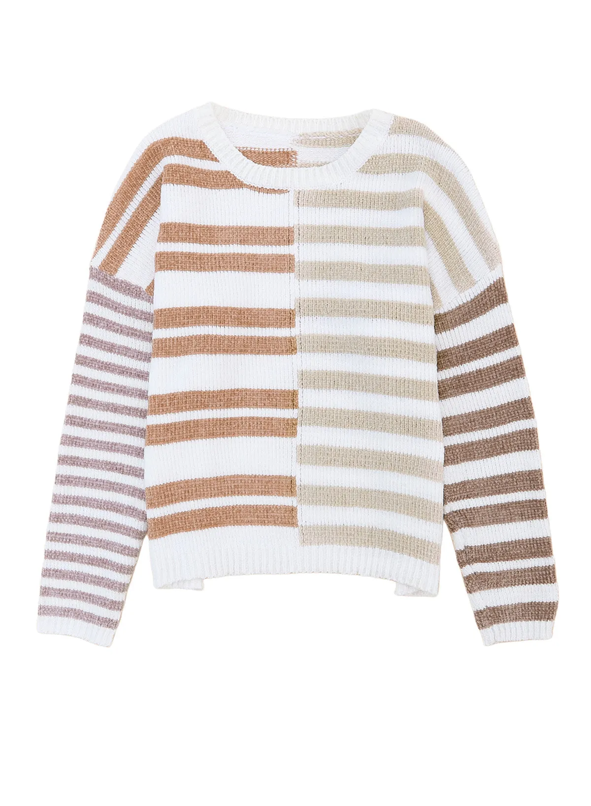 Blocked Drop Shoulder Stripe Slouchy Sweater