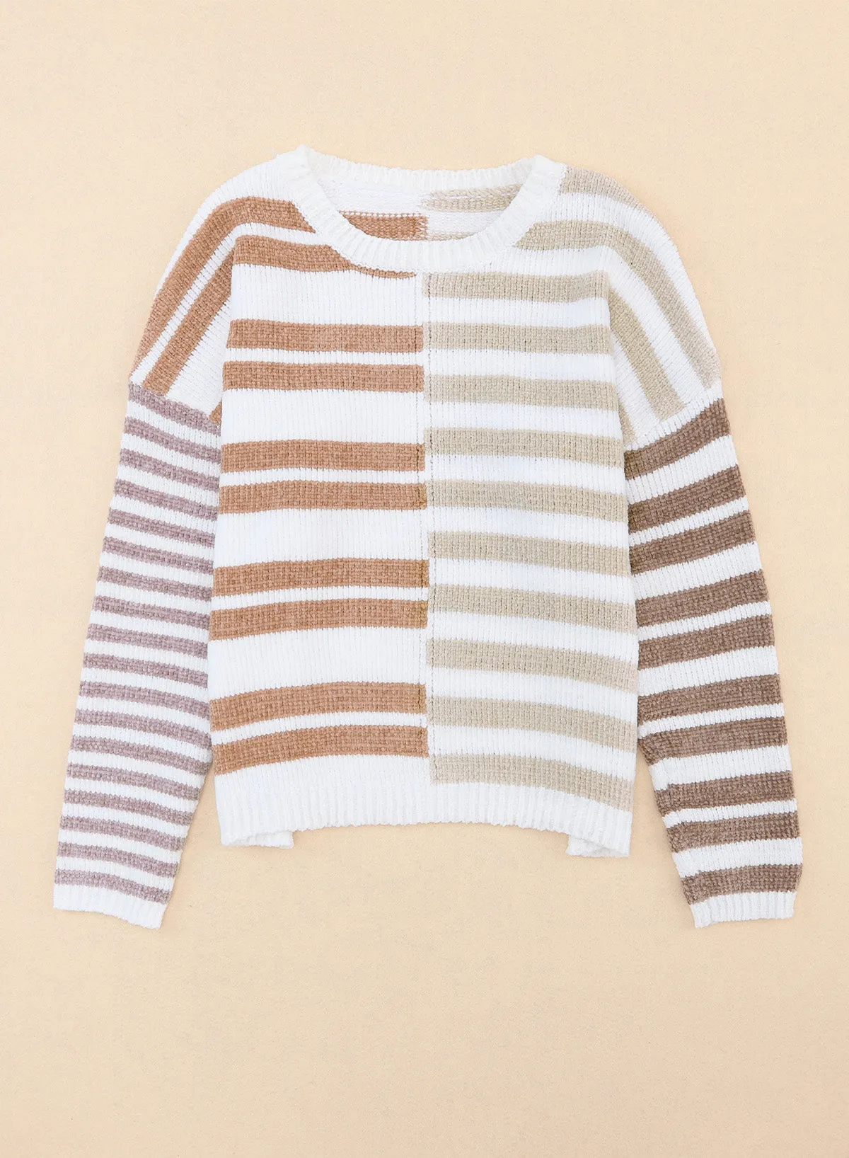 Blocked Drop Shoulder Stripe Slouchy Sweater