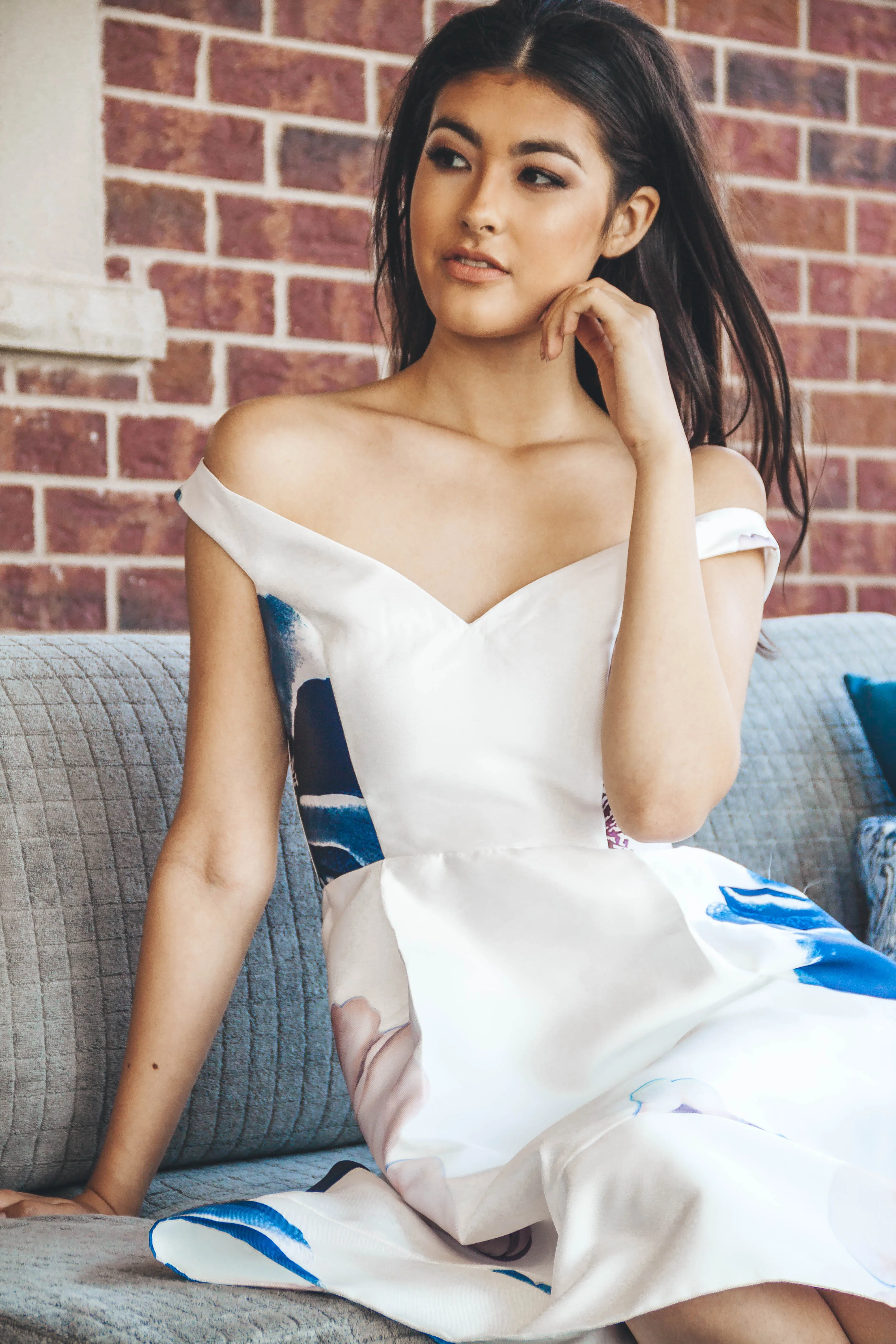 Blue and White Floral Dress