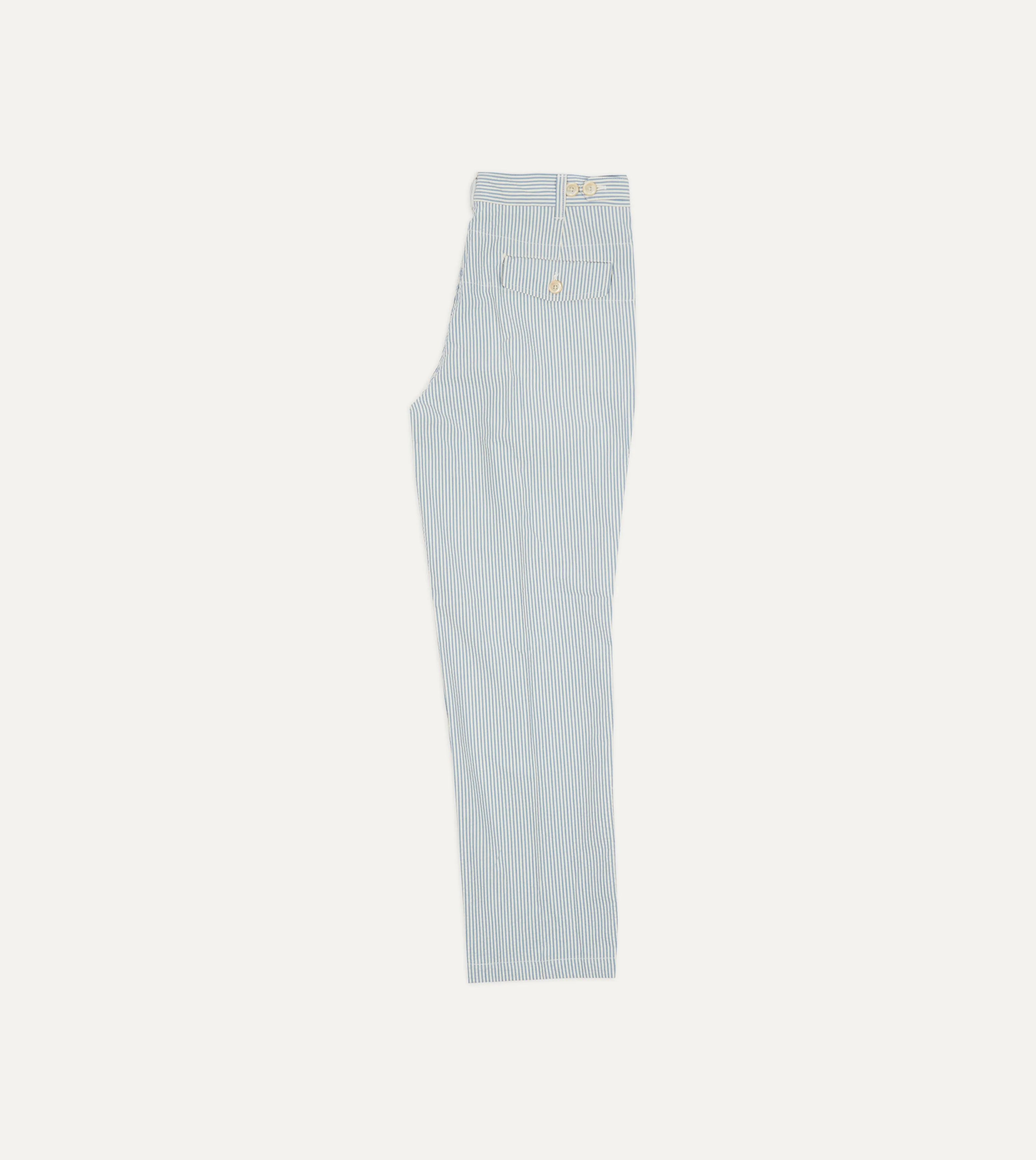 Blue and White Seersucker Games Trousers