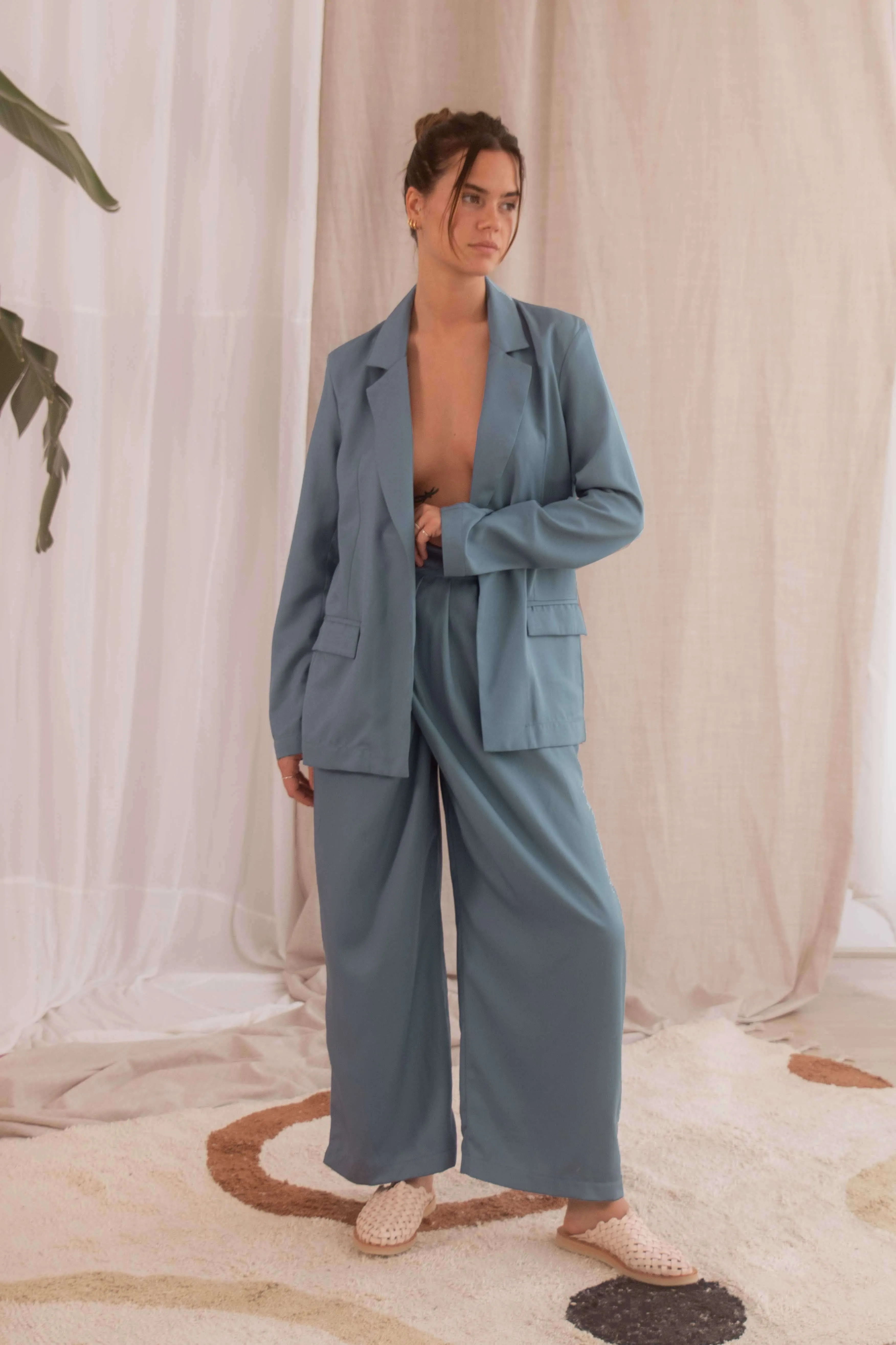 BLUE WIDE TROUSERS