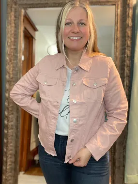 Blush Frayed Denim Jacket