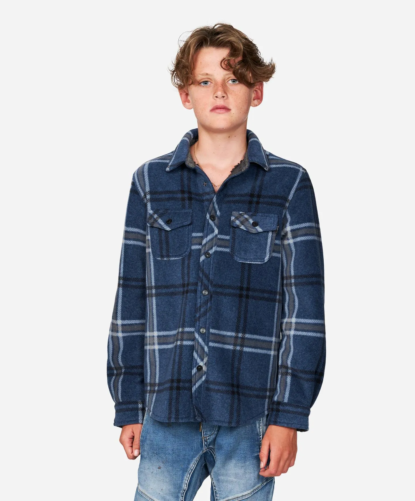 Boys Spruce Sherpa Shirt - Navy