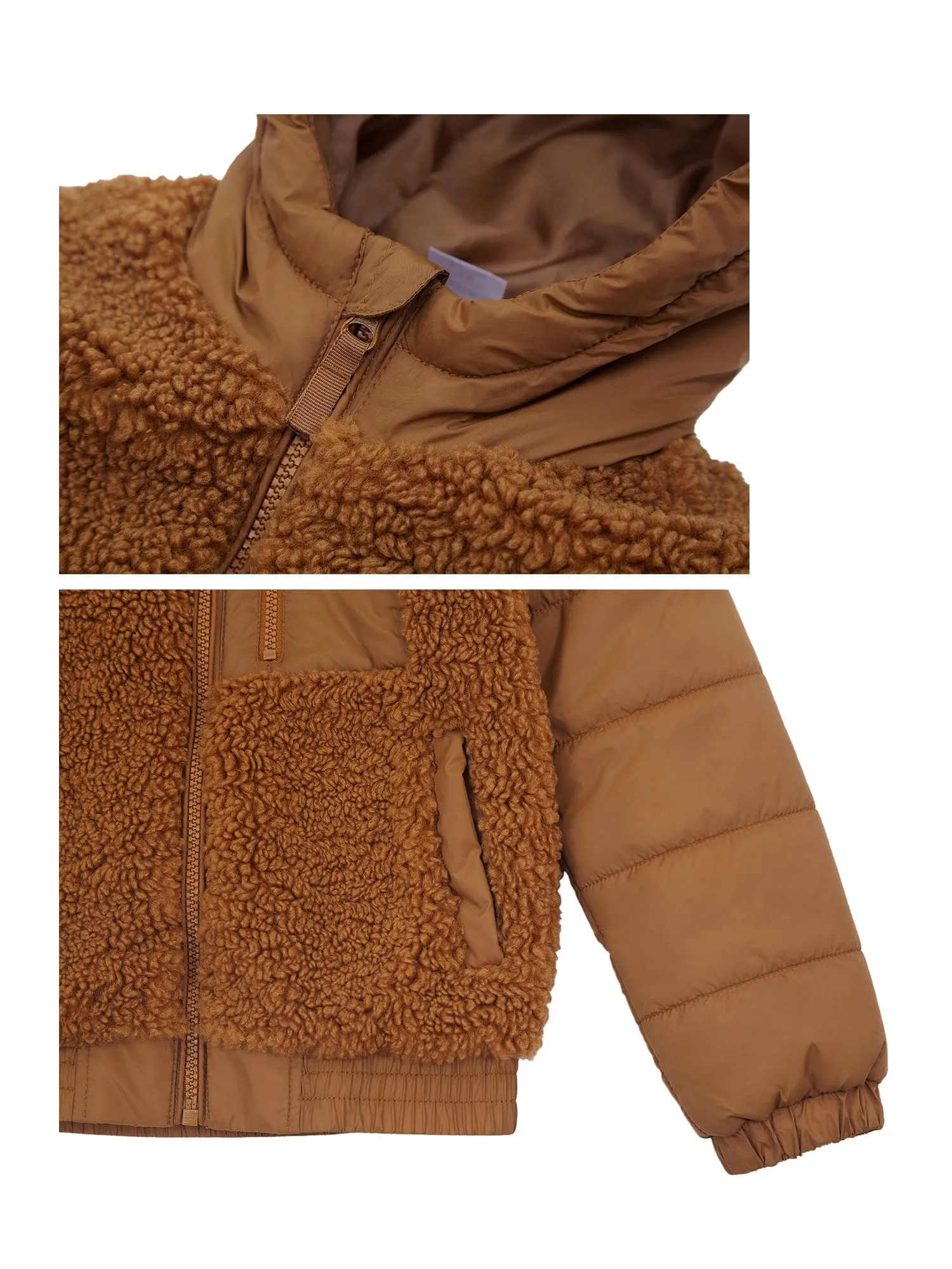 Boys' Water-Resistant Teddy Sherpa Puffer Jacket