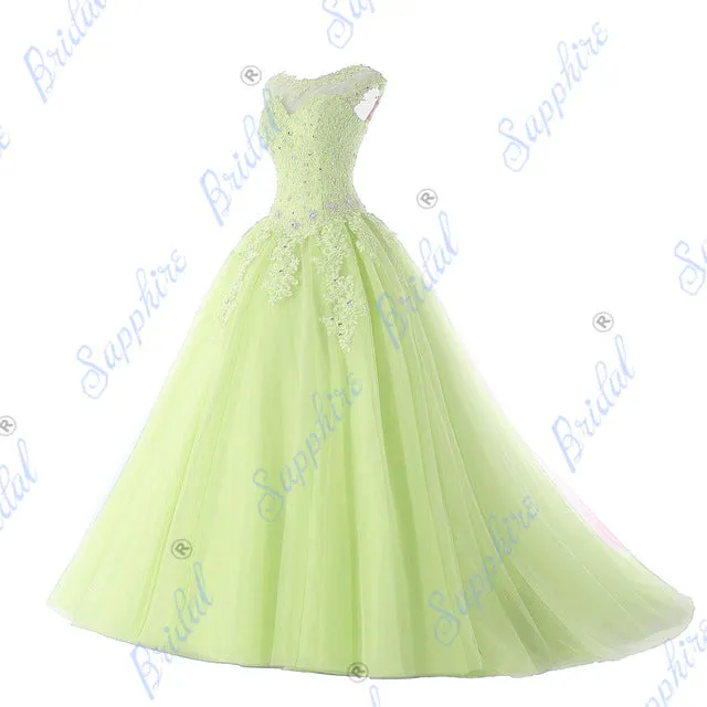 Bridal Long Party Gowns Open Back Coral Quinceanera Dress