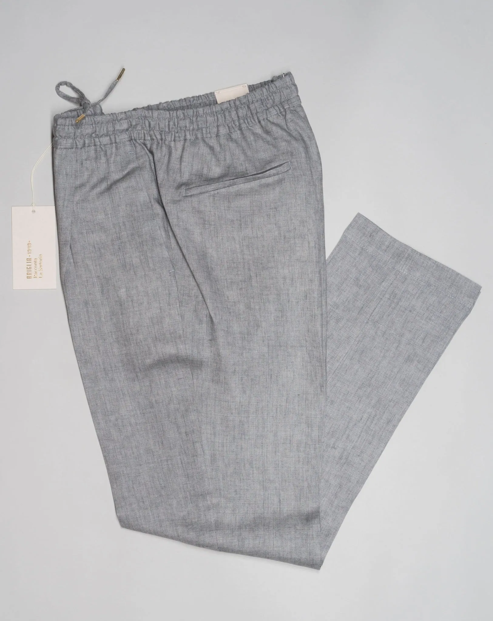 Briglia Linen Drawstring Trousers / Light Grey