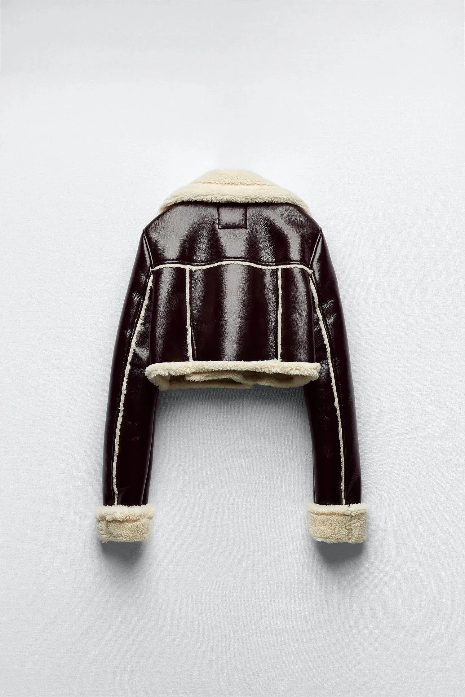 Brown Shearling Cropped Women's Leather Jacket