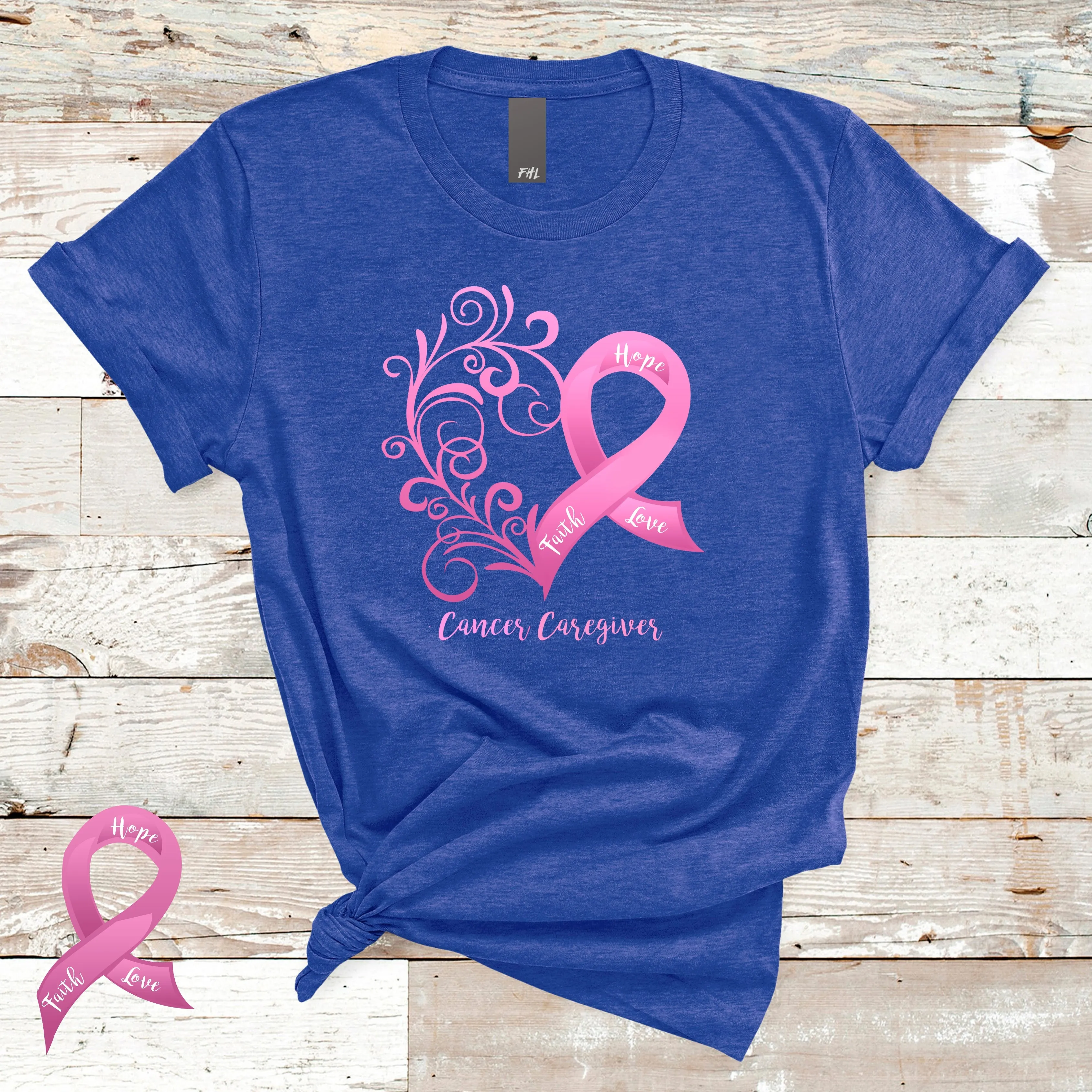 Cancer Caregiver Heart T-Shirt - Dark Colors