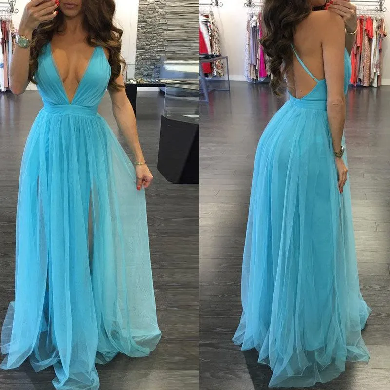 CHIFFON BACKLESS MAXI DRESS