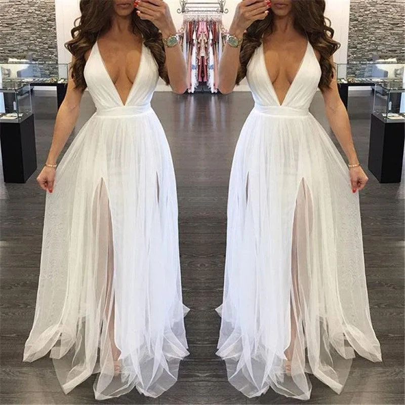 CHIFFON BACKLESS MAXI DRESS