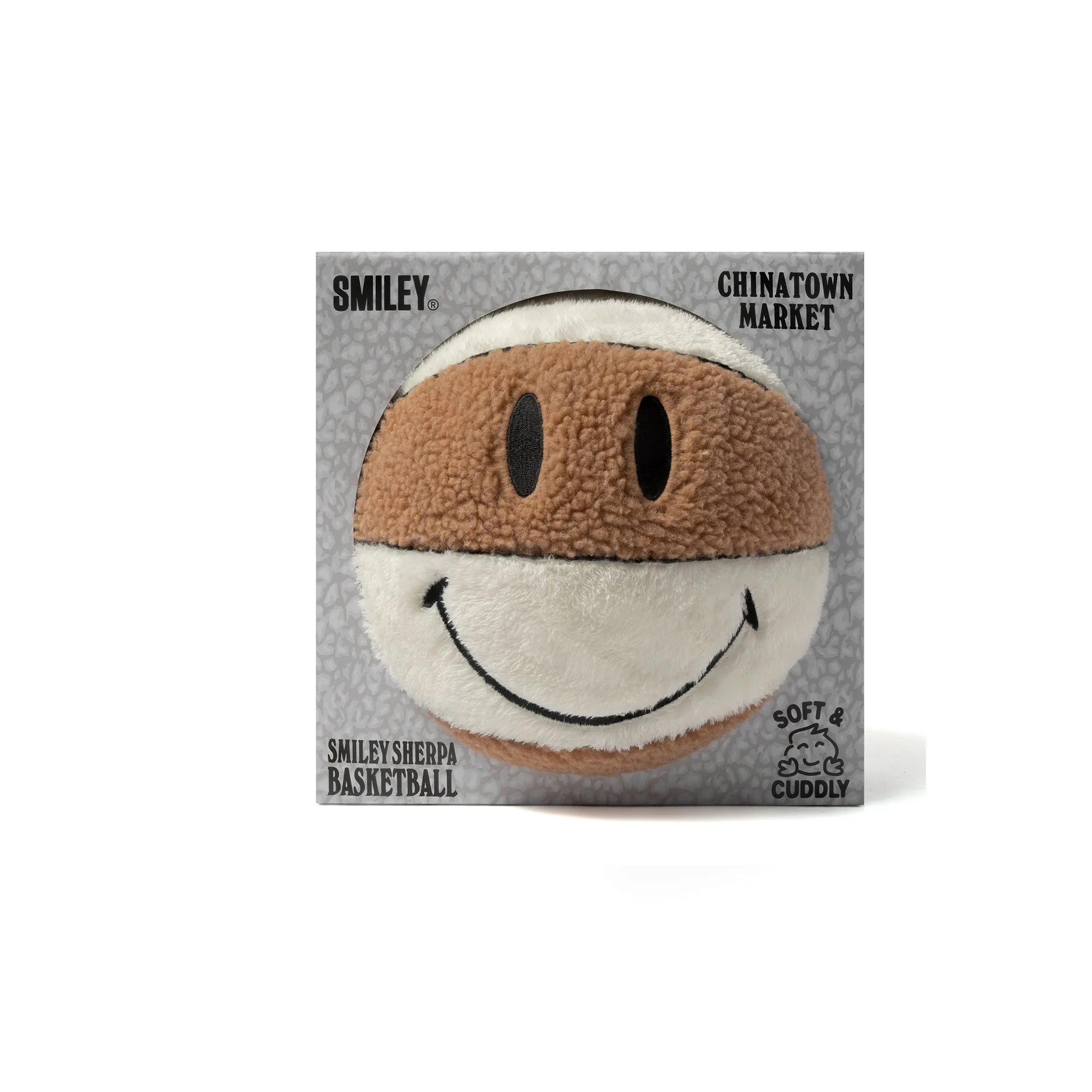 Chinatown Market Smiley Sherpa Basketball Pillow 'Tan'