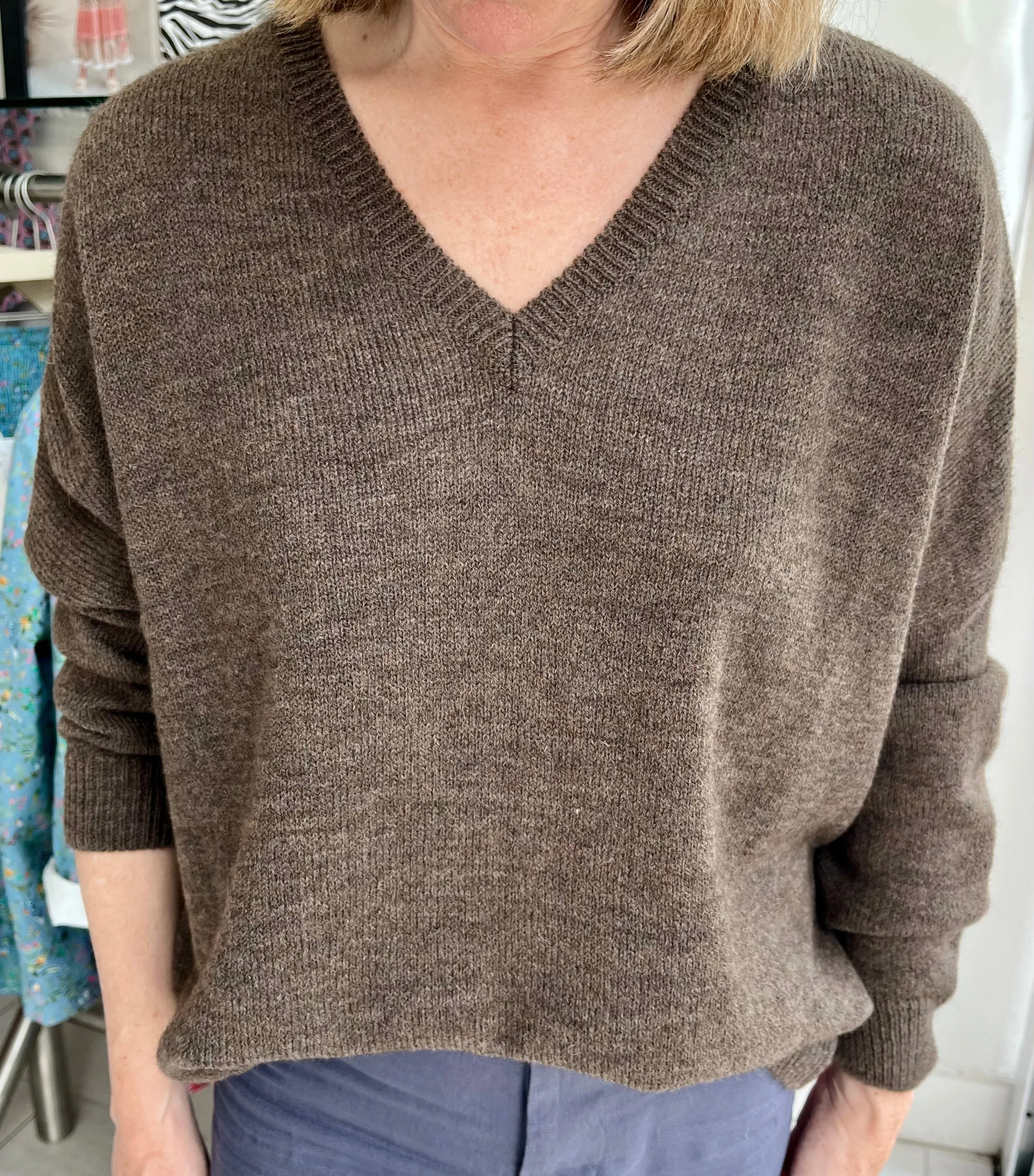 Cidre-Brown Knit Troncoso V-Neck Pullover