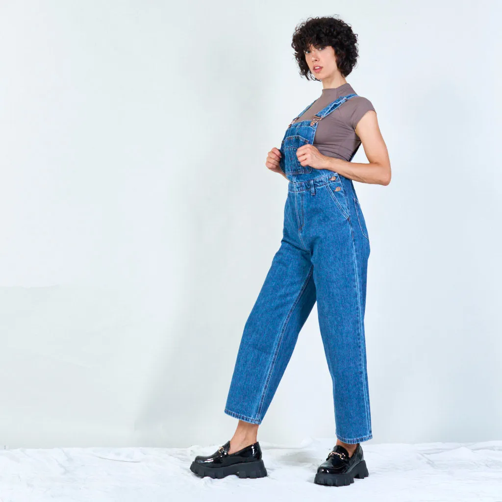 Classic denim overalls with front pocket wholesale