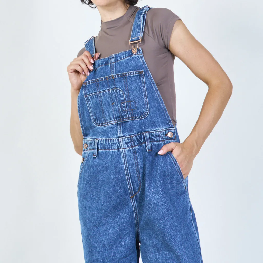 Classic denim overalls with front pocket wholesale