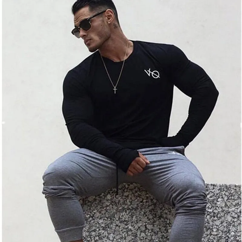 collar men's casual T-shirt print VQ brand clothes men's long sleeve