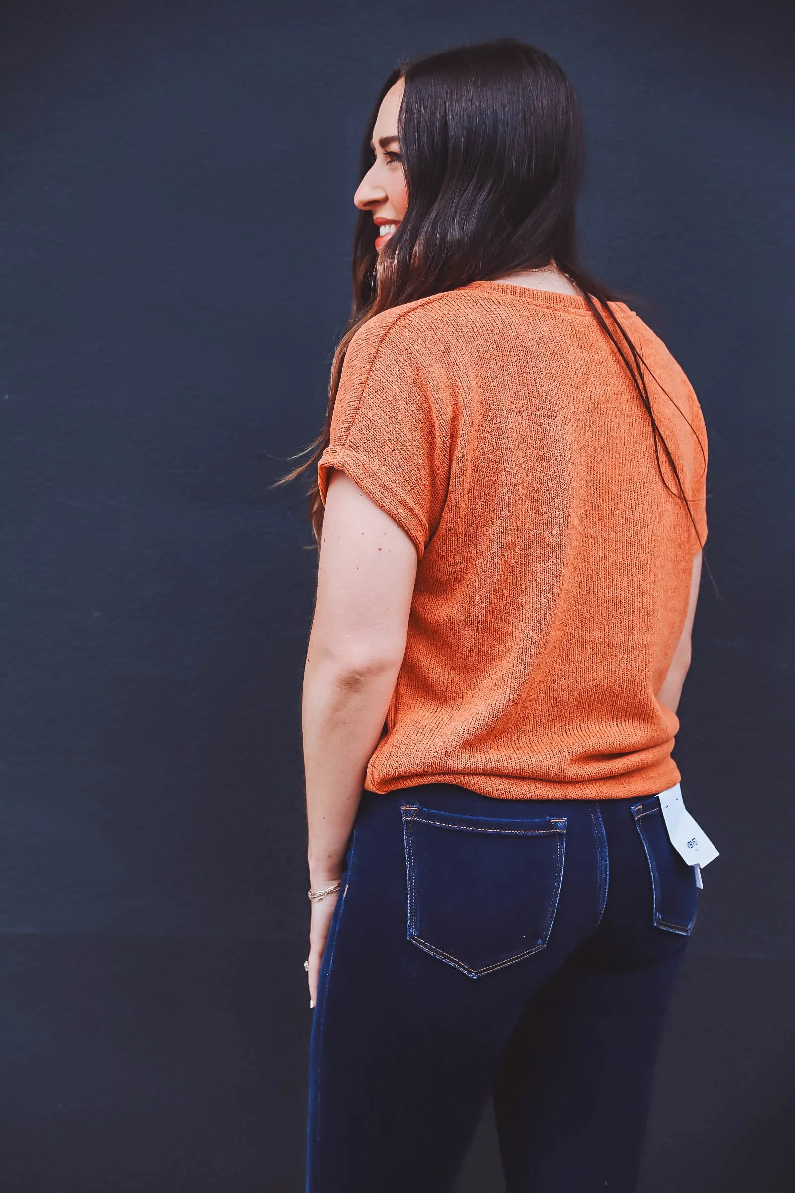 Courtney Knit Top-Orange