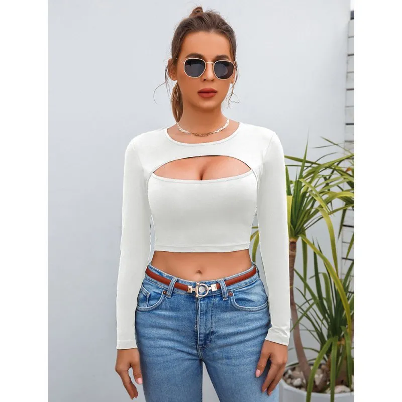 Cropped Top Bottoming Shirt Women Clothing Summer Sexy Long Sleeve sexy T-shirt for Women