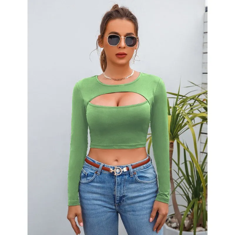 Cropped Top Bottoming Shirt Women Clothing Summer Sexy Long Sleeve sexy T-shirt for Women