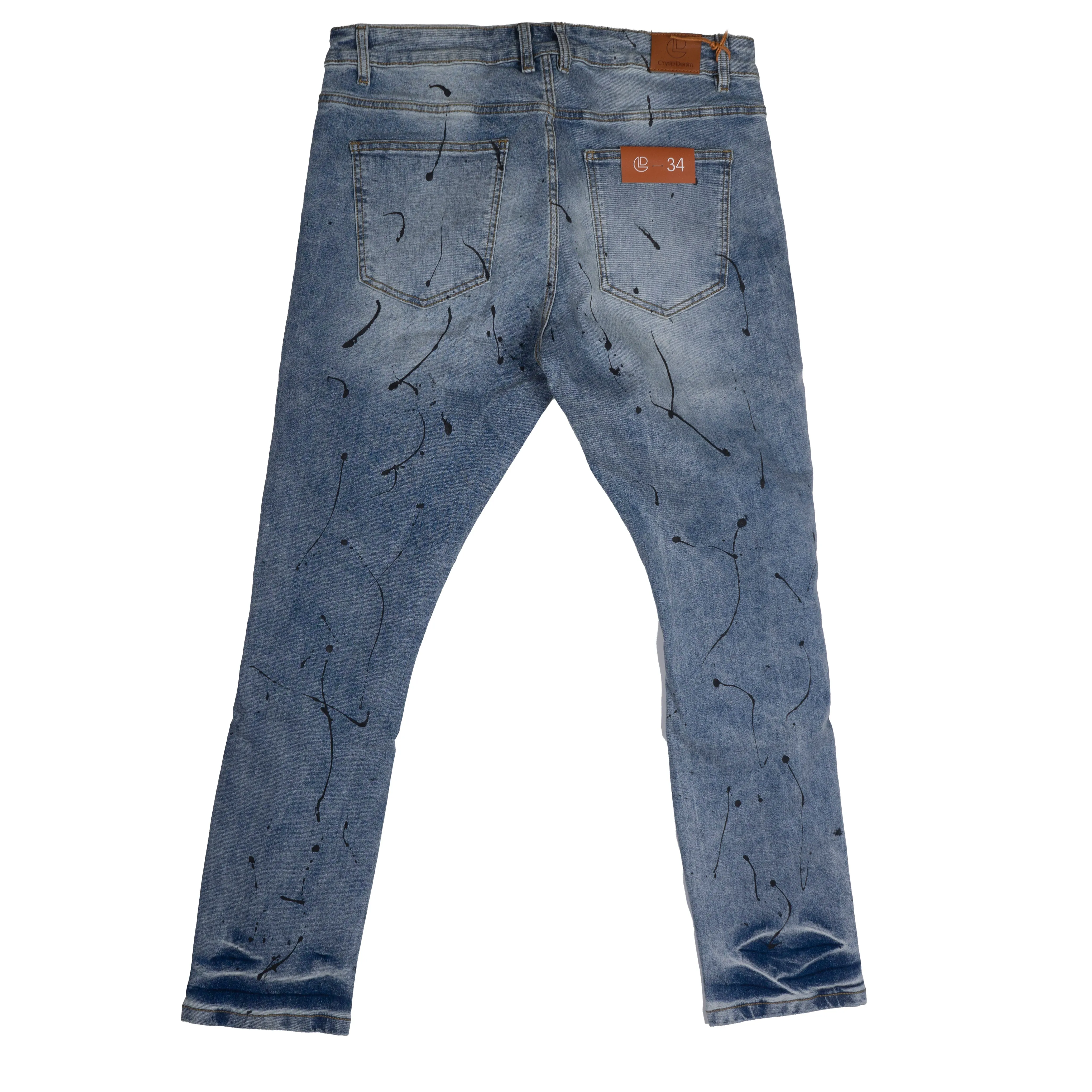 CRYSP DENIM DISTRESSED DENIM JEANS LIGHT INDIGO - CRYSPBUC192