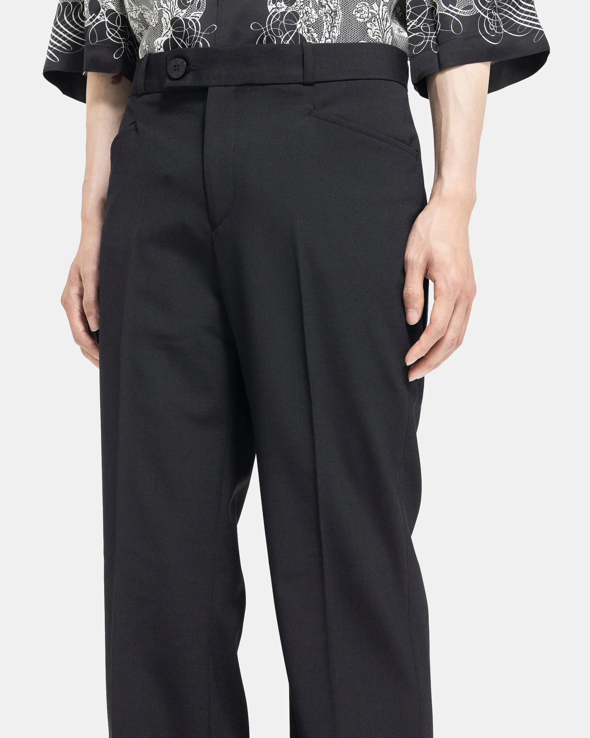 Cuffed 70's Trousers in Black