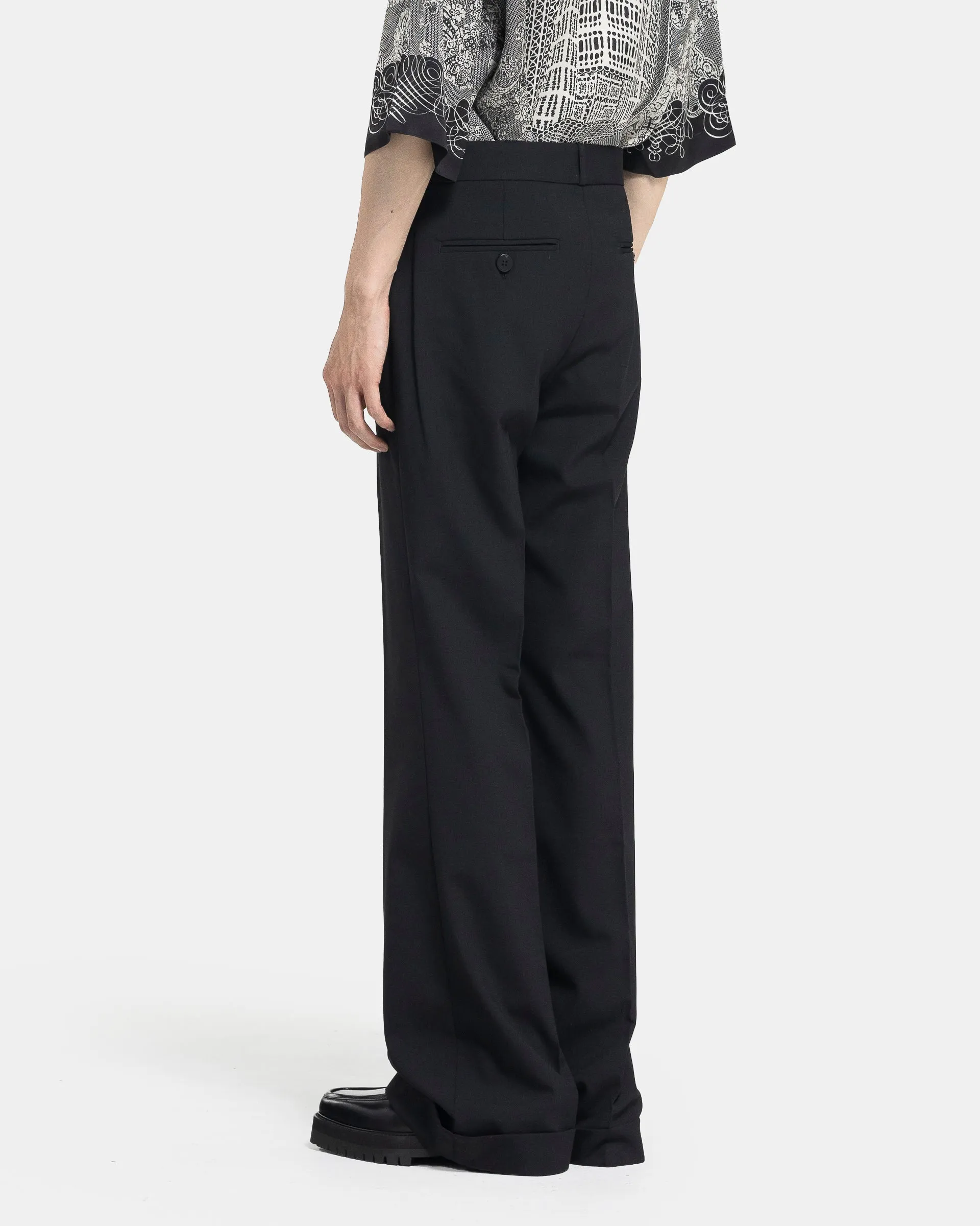 Cuffed 70's Trousers in Black