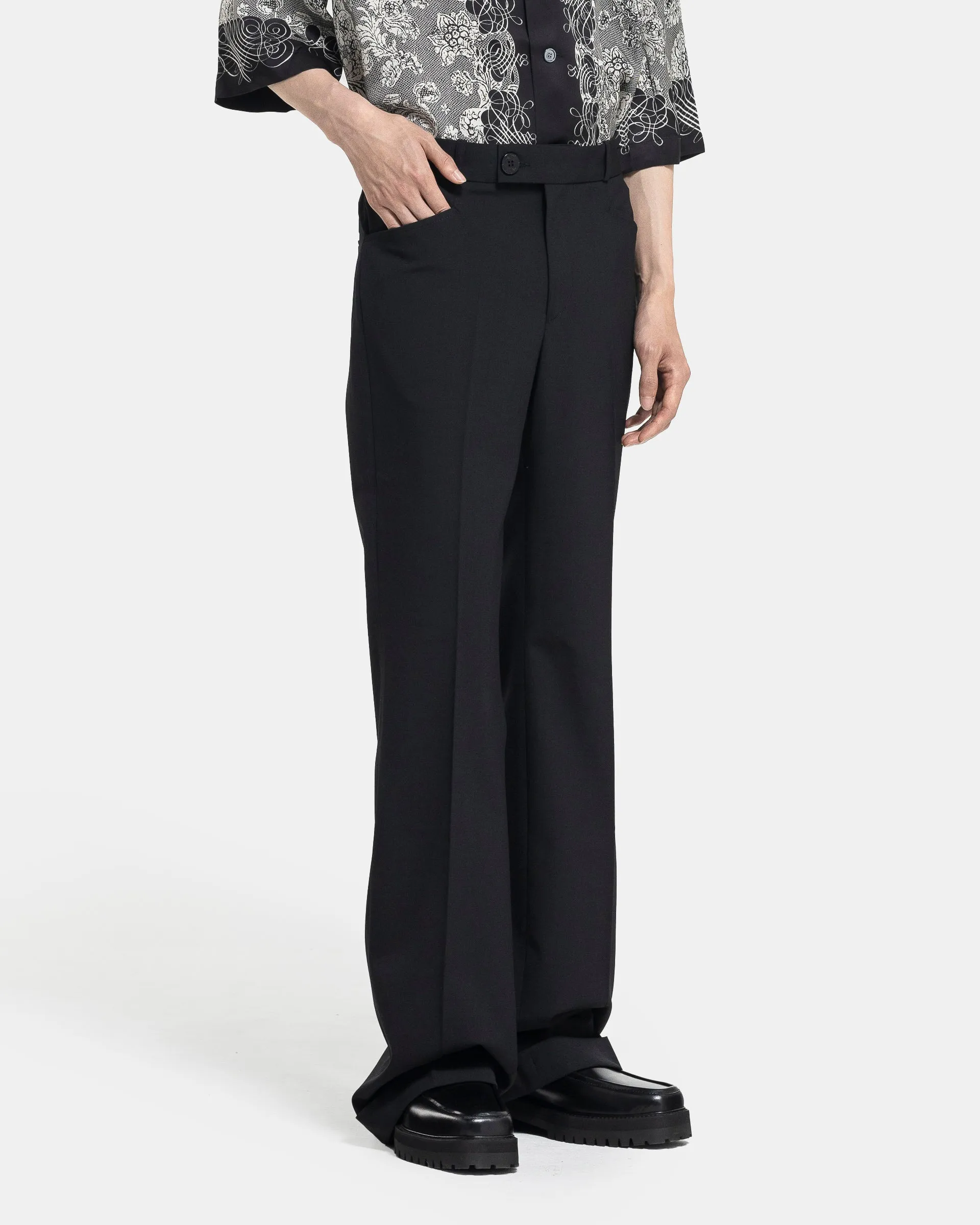 Cuffed 70's Trousers in Black