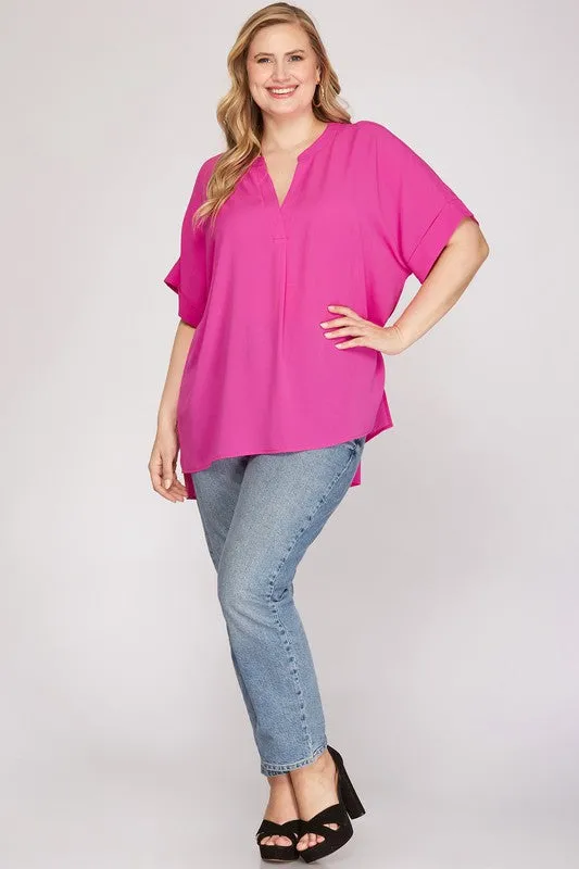 Curvy Girl Drop Shoulder Woven Top