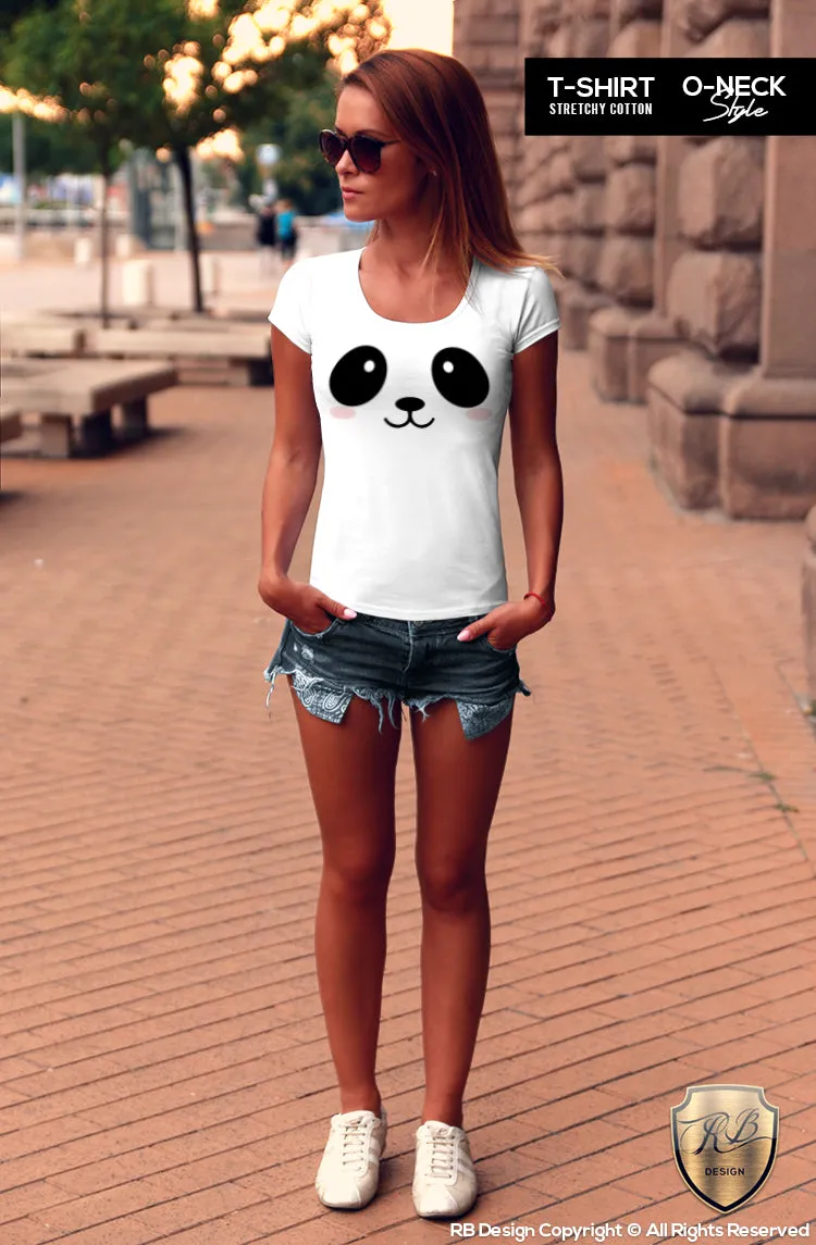 Cute Panda Face Women's T-shirt Cool Animal Lover Ladies Tank Top WD311