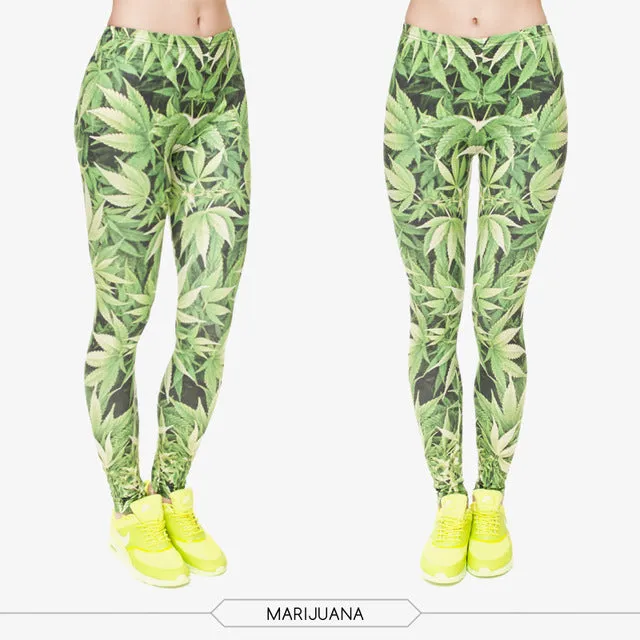 Dank Master Greed Weed Leaf Leggings